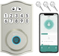 Smart Door Lock - Keyless Entry with Fingerprint/Bluetooth APP Control/Password, Auto Lock, One Time Code, Nickel