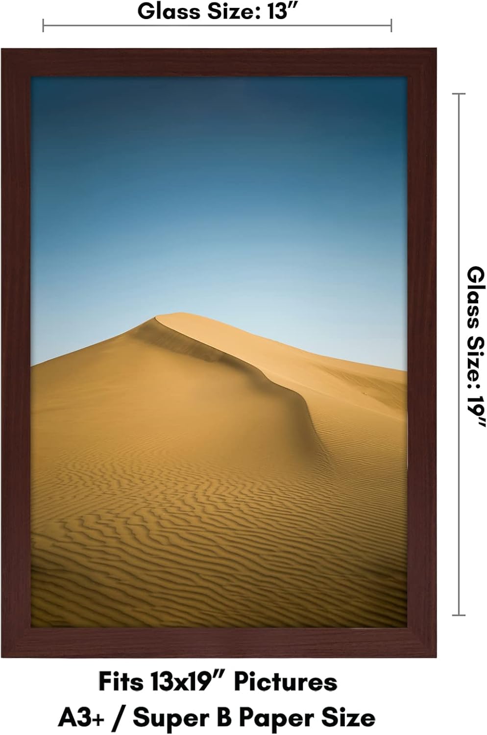 Americanflat 13x19 Picture Frame with Shatter-Resistant Glass - Signature Collection - Gallery-Style Frames Made of Engineered Wood - Photo Frame for Wall Display - Mahogany