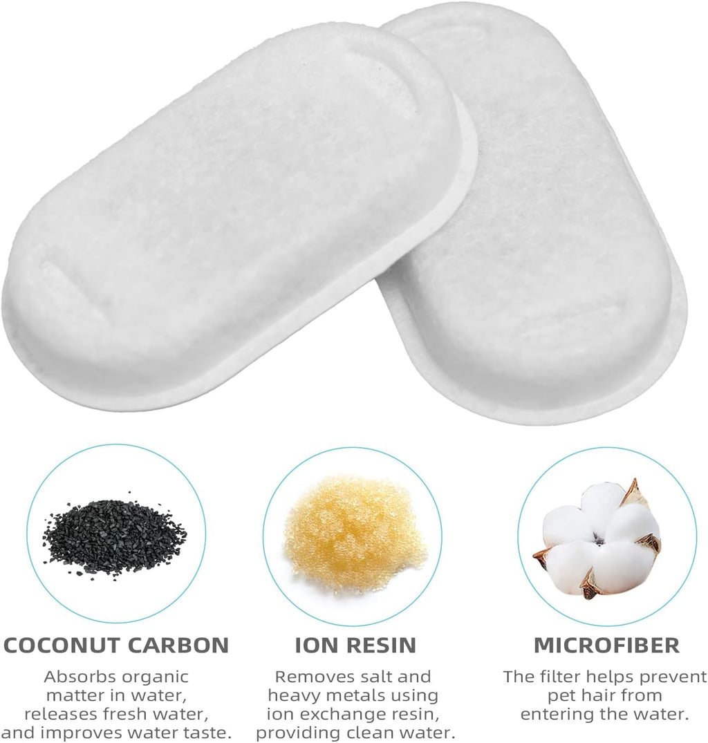 Cat Water Fountain Filter Compatible with Stainless Steel Dispenser, Efficient Filtration with Coconut Shell Activated Carbon and Fresh Water (4 Filters+4 Sponges)