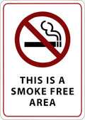 This is a Smoke Free Area Sign - ADA Compliant Digitally Printed Text Wall Sign - No Smoking in This Area Signs for Offices, Businesses, Hotels, and Restaurants - Aluminum 10” x 7”