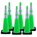BESEA 6Pack 36” inch Traffic Safety Cones Green Road Parking Cones Construction Cone Structurally Stable for Traffic Control(Bright Color)