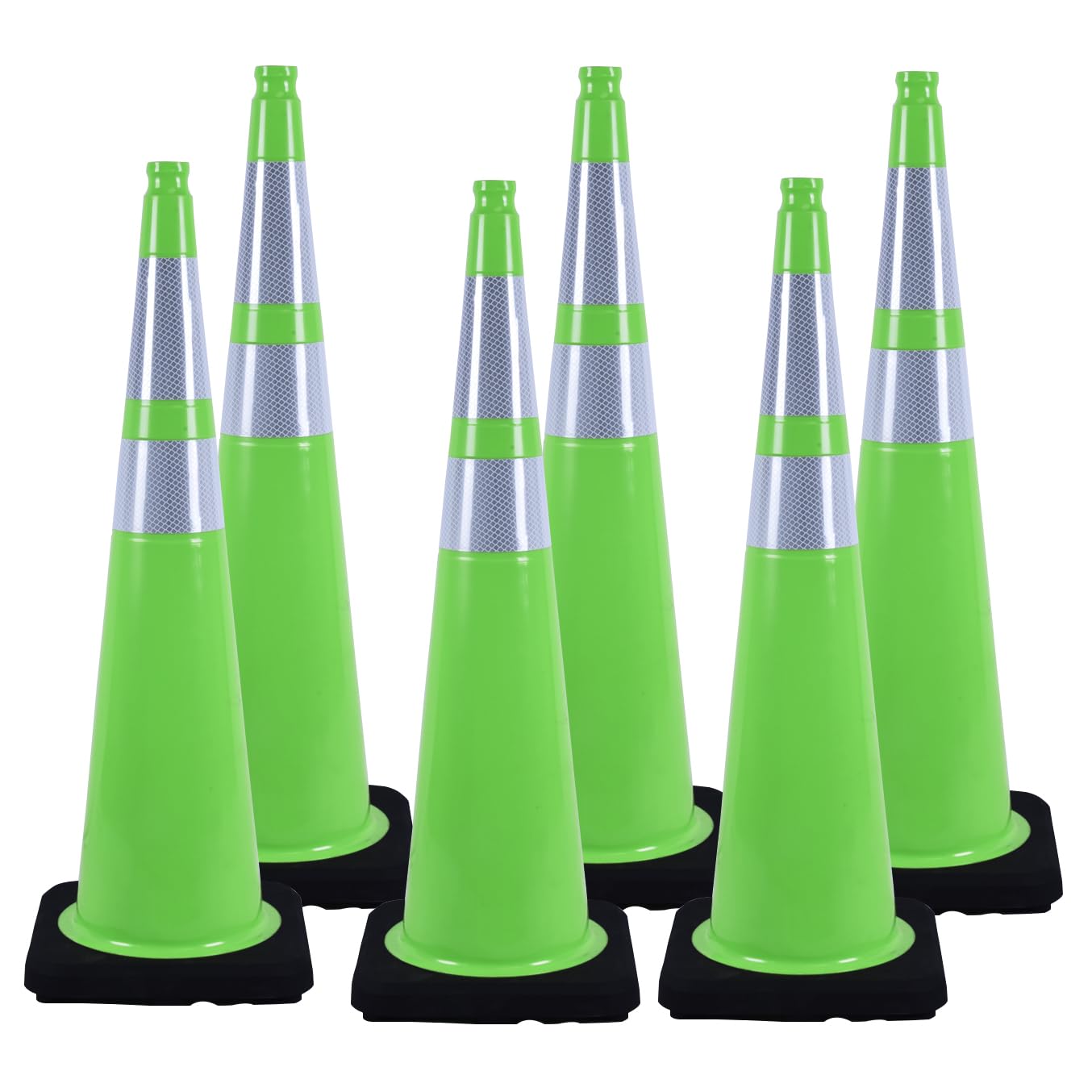 BESEA 6Pack 36” inch Traffic Safety Cones Green Road Parking Cones Construction Cone Structurally Stable for Traffic Control(Bright Color)