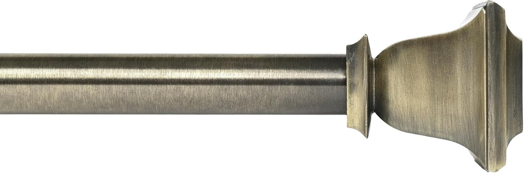 Deco Window Adjustable Curtain Rod for Windows 44 to 120 Inch (Pack of 1) Extendable Heavy Duty 1 Inch Iron Drapery Pole with Finials Wall Mounted French Door Curtain Rods (Brass)