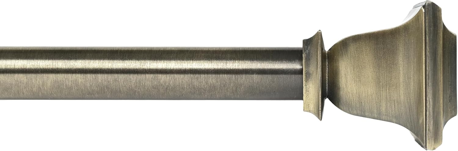Deco Window Adjustable Curtain Rod for Windows 44 to 120 Inch (Pack of 1) Extendable Heavy Duty 1 Inch Iron Drapery Pole with Finials Wall Mounted French Door Curtain Rods (Brass)