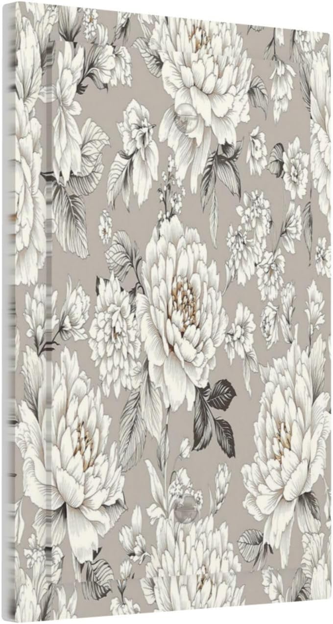 White Poppies Floral Modern Grey Peonies Flowers Light Switch Cover Plate 1 Gang No Device Blank Decorative Switch Plate Electrical Wall Plates Faceplate for Bedroom Bathroom Decor