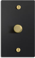 SELECT Black Brass Dimmer Light Switch, 1 Way Rotary Dimmer, 1 Gang TRIAC/Leading Edge Dimmable LED Light Switch, 15A 120V AC with Brass Knob, Faceplate & Dimming Module, UL Listed