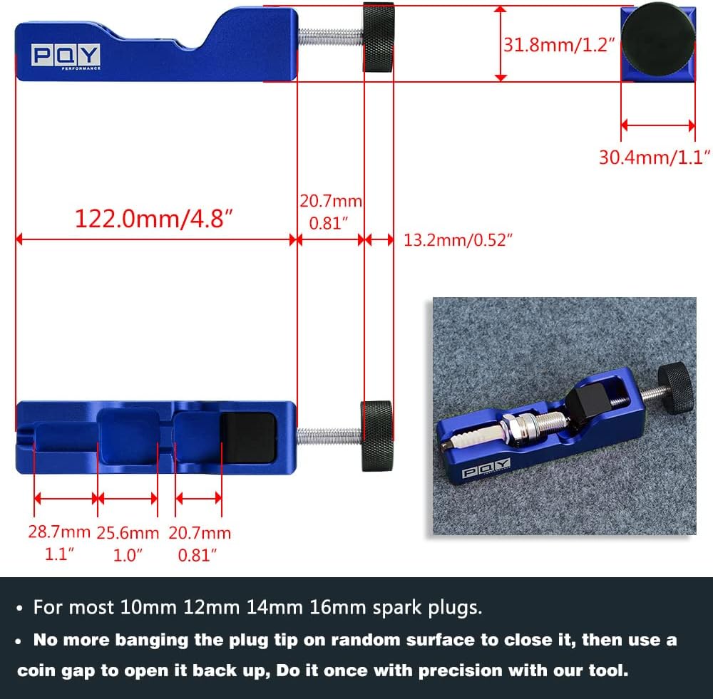 Universal Spark Plug Gap Tool for Most 10mm 12mm 14mm 16mm Spark Plugs Blue