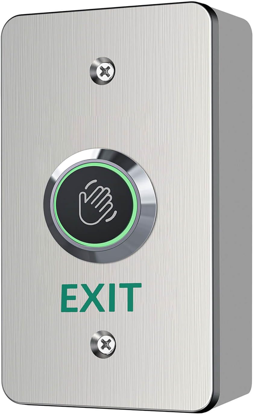 Infrared Sensor Exit Button with Back Box IR Touchless Door Release 304 Stainless Steel IP67 Waterproof with LED Indicator for Access Control Systems