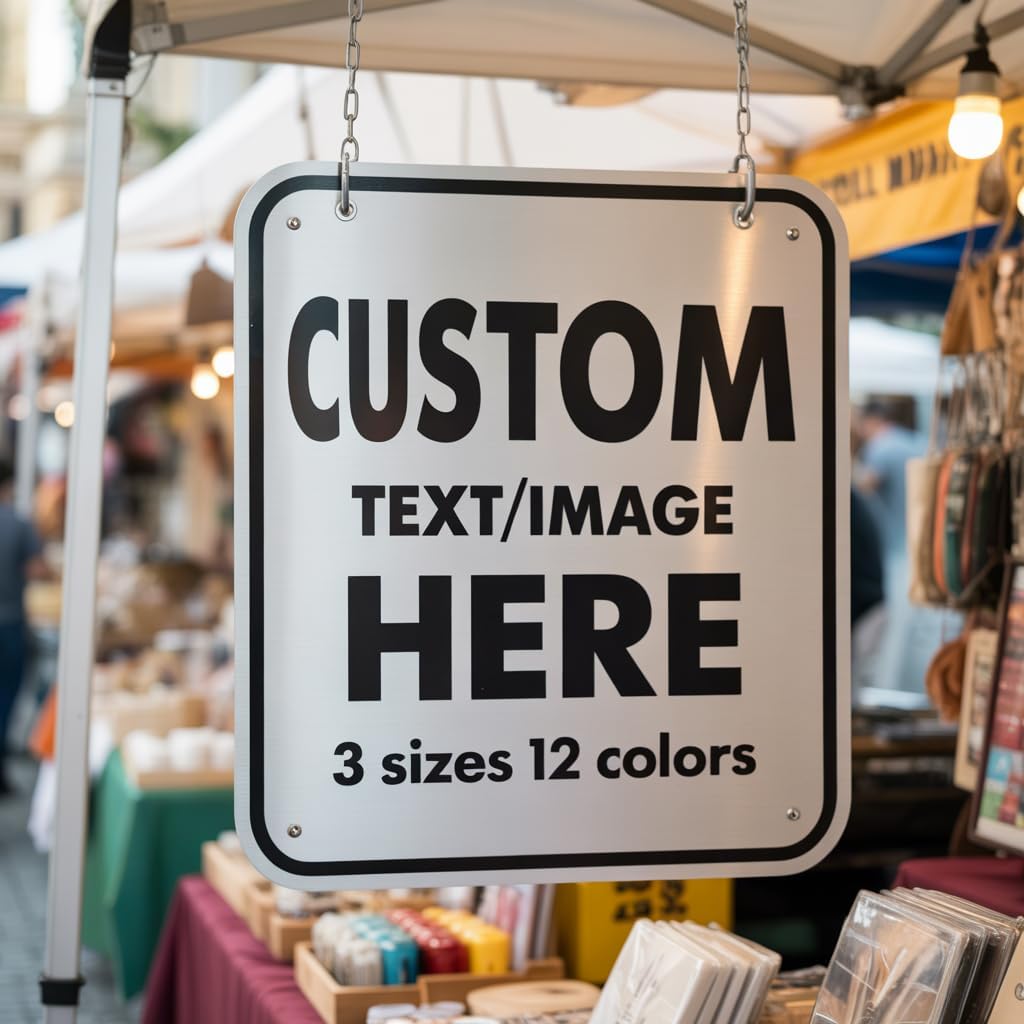 Custom Aluminum Signs – Personalized Weatherproof Metal Signs for Indoor & Outdoor Use – Multiple Sizes – Add Text/Logo – Optional Reflective & Double-Sided Printing – for Home, Business, Hazard, Garden, Door & Commercial Use (square, 16x16inch)