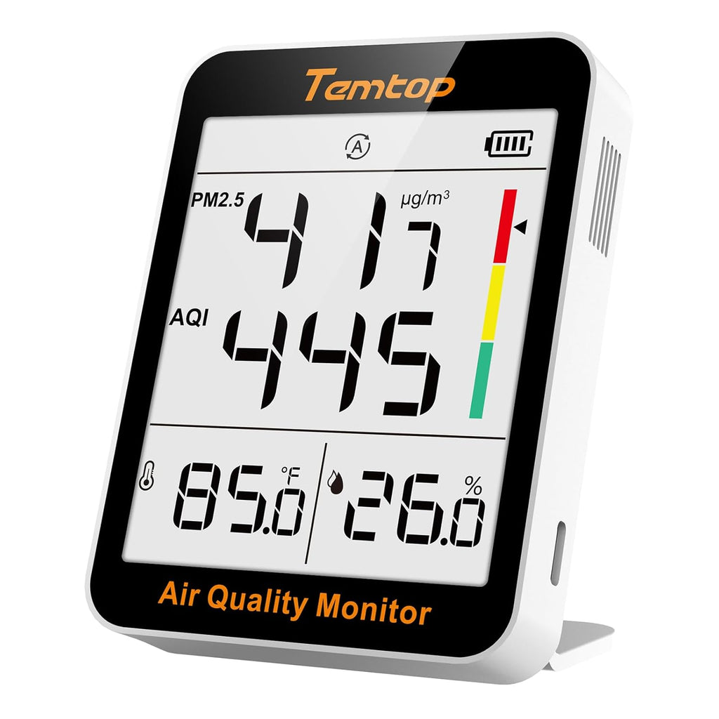 Temtop Air Quality Monitor Indoor Thermo-Hygrometer - PM2.5, AQI, Temperature, and Humidity Meter for Home, Office, or School, Air Quality Measurement, 60-Day Battery Life, S1 UP, 10-Pack
