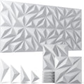 48 Pack White 3D Wall Panels for Interior Wall Decor, 11.8'' x 11.8'' Decorative Wall Panels, Accent Wall Panels, 3D Diamond Design Wall Decor for Living Room, Bedroom, Gaming Room