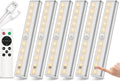 Remote Control Under Cabinet Lighting Wireless 6 Pack, 20-LED Dimmable Closet Lights Rechargeable Under Counter Light, Stick on Touch Night Light Strip Bar for Kitchen Stairway Bedroom, 3 Colors