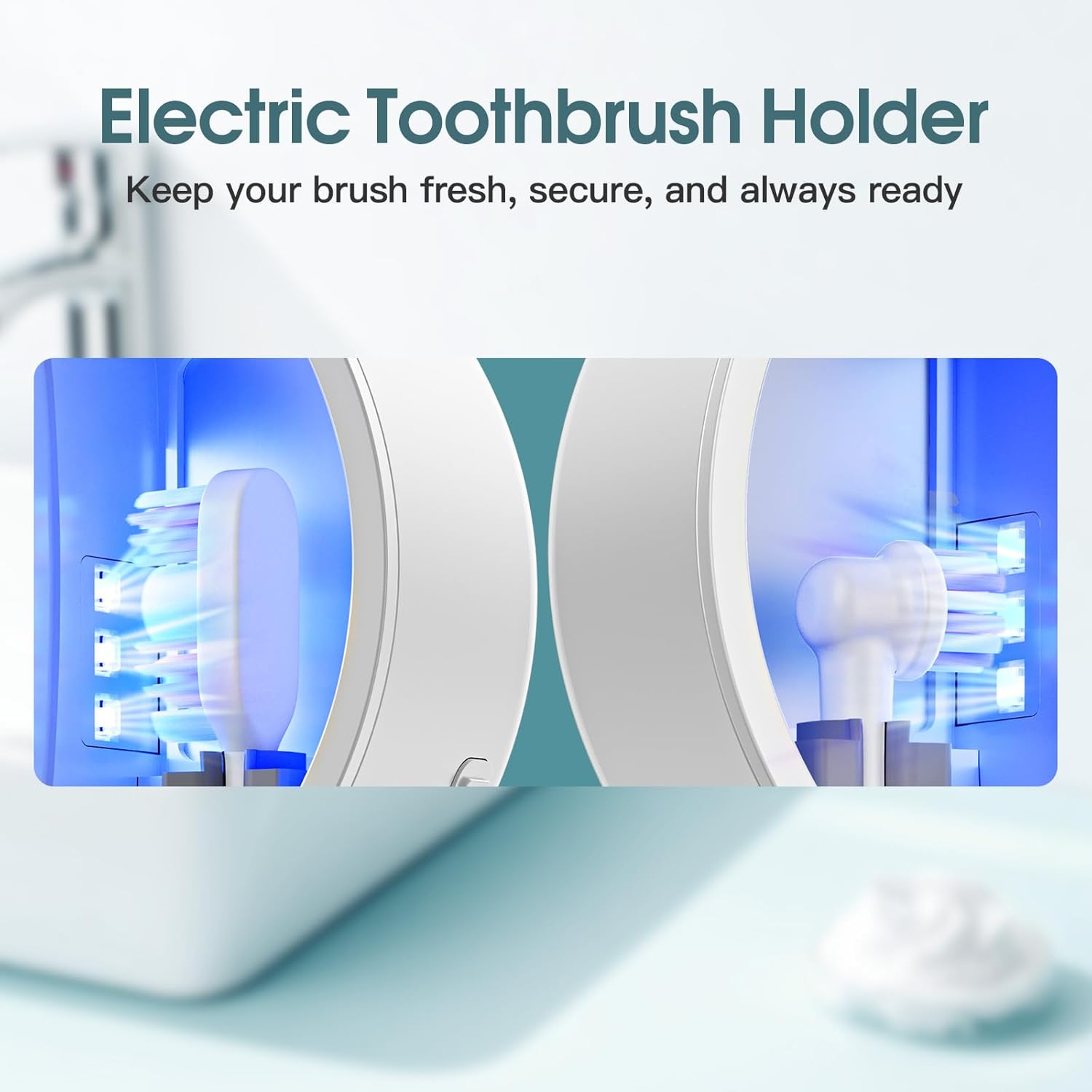 Toothbrush Holders for Bathroom,Wall-Mounted Toothbrush Holder,Smart Toothbrush Cleaner with LED Screen and Drying,Electric Tooth Brush Holder Fits Most Size Toothbrushes for Home & Travel
