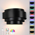 Lightess Rechargeable Wall Sconces with Remote Control, Cordless Wall Light Battery Operated Dimmable, Black Light Fixture for Living Room Bedroom, 16 RGB Colors, Bulb Included