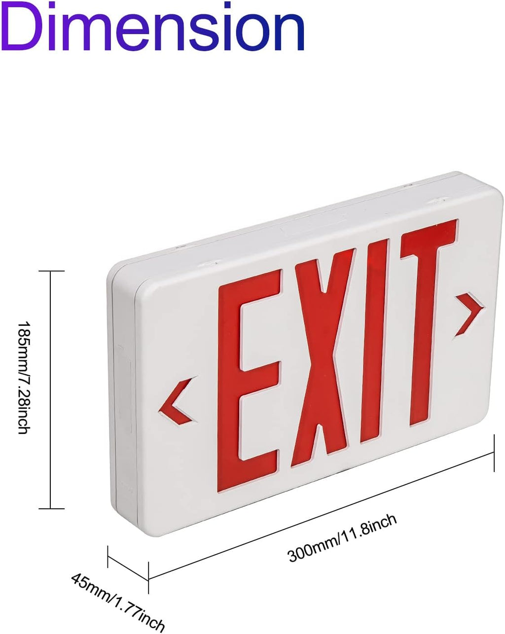 TANLUX Exit Sign with Steel Wire Guard, Wall Mounted Emergency Exit Light with Protective Cover