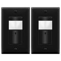 TOPGREENER Motion Sensor Switch, PIR Sensor with Ambient Light Level, Occupancy & Vacancy Modes, No Neutral Required, Ground Wire Required, 5A 150W LED/CFL Single Pole, TDOS5-JM-BK-2PCS, Black, 2 pack