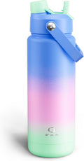ENCOOL Insulated Water Bottle with Straw Stainless Steel Water Bottle, Leak-Proof, BPA-Free, Double Wall Vacuum Keeps Cold for 24 Hours for Sports, Travel, School (32 oz, Frosted Lilac)