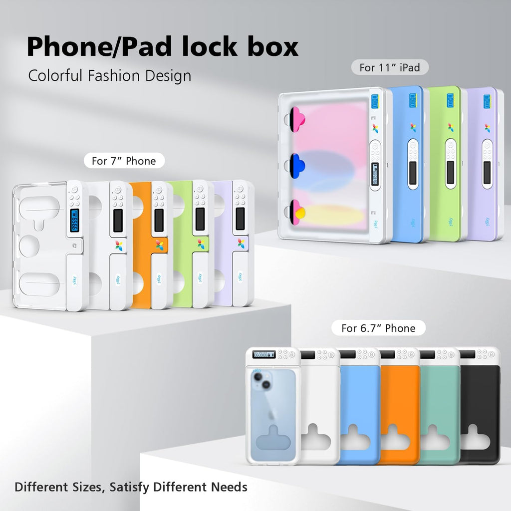 ySky Cell Phone Lock Box with Timer,Portable Timed Phone Lock Box for iPhone and Android Phones, Self-Control Timer Phone Locker to Help Kids,Students Focus Back