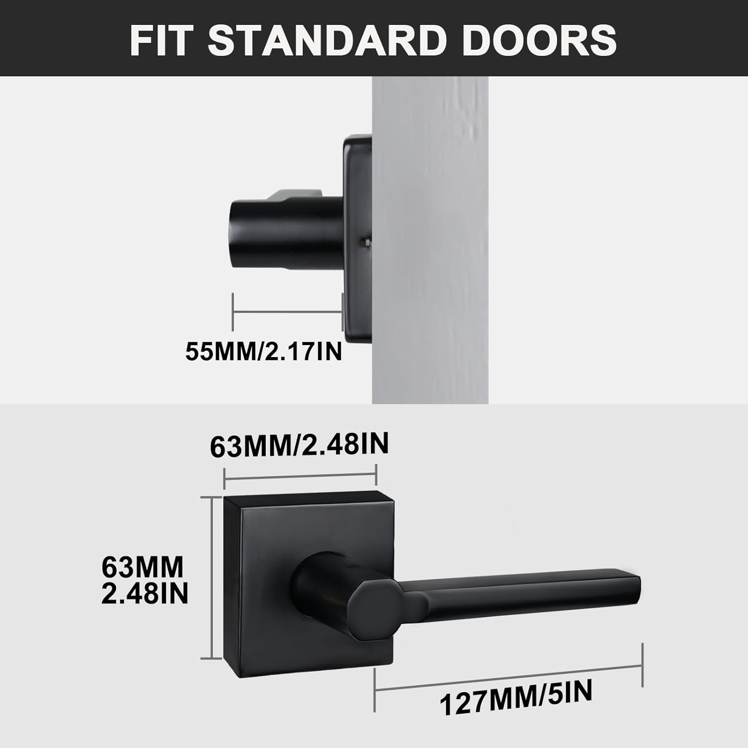 10 Pack Dummy Door Levers in Matte Black, Heavy Duty Interior Handle Lock for Closet Pantry, Non-Turning, Single Sided, Reversible for Left/Right Hand