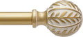 Gold Curtain Rods for Windows 28 to 48 inch,1" Adjustable Heavy Duty Window Curtain Rod with Leaf Finials,Rustic Decorative Drapery Rods Set,Size:18-60''
