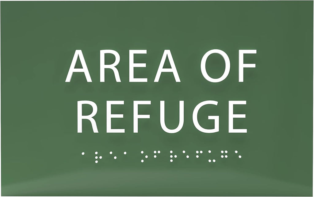 6" X4" Area of Refuge Sign - ADA Compliant Tactile Graphics Grade 2 Braille Text | Wall Mount Plastic Signs for Shopping Malls, Offices, Hotels, Schools, Apartments & Restaurants