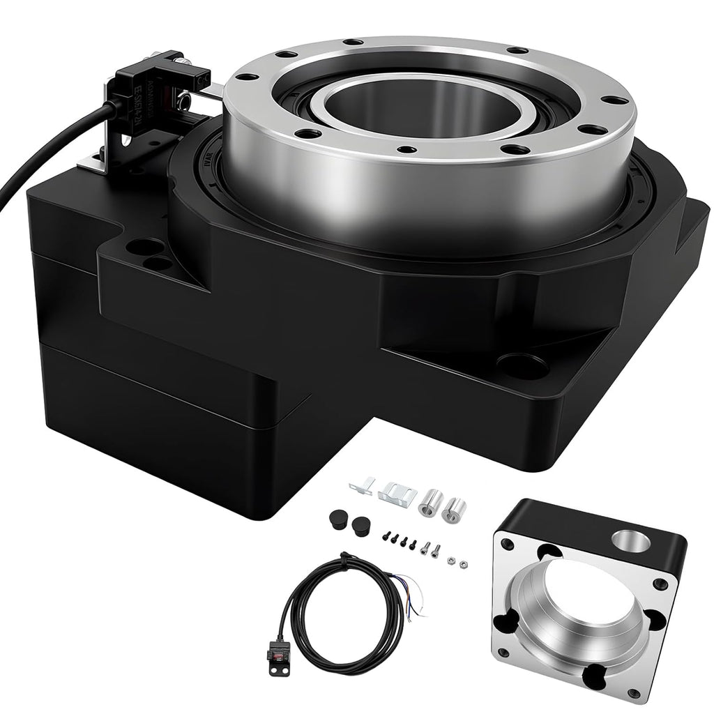 Hollow Rotary Actuator Ratio 10:1 Hollow Rotating Table Precision Rotary Reducer High Accuracy Hollow Rotary Platform for NEMA23 6.35mm 8mm Shaft/60 mm Servo Motor 14mm Shaft Alternative Cam Indexer
