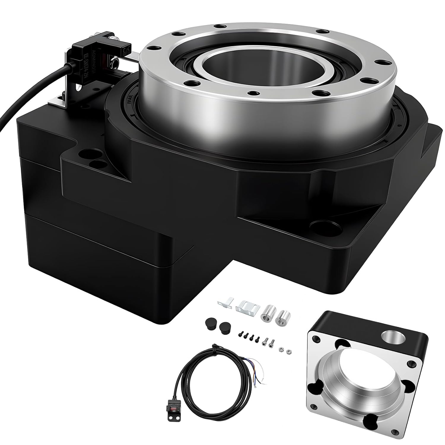 Hollow Rotary Actuator Ratio 10:1 Hollow Rotating Table Precision Rotary Reducer High Accuracy Hollow Rotary Platform for NEMA23 6.35mm 8mm Shaft/60 mm Servo Motor 14mm Shaft Alternative Cam Indexer
