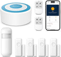 PGST Home Alarm System,Smart Home Security Systems with Instant Tuya App Alerts,8 Pieces Door Alarm Kits Siren Hub with Motion and Door Sensors,Remote,Work with Alexa for Villa,Apartment,Kids Safety