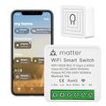 2-Pack Matter Smart Switch 16A Mini WiFi Relay Module,DIY Wireless Light Switch Voice Control with Timer&Schedule for Home Automation,Work with Apple Homekit,Alexa,Google Home,CSA Certified