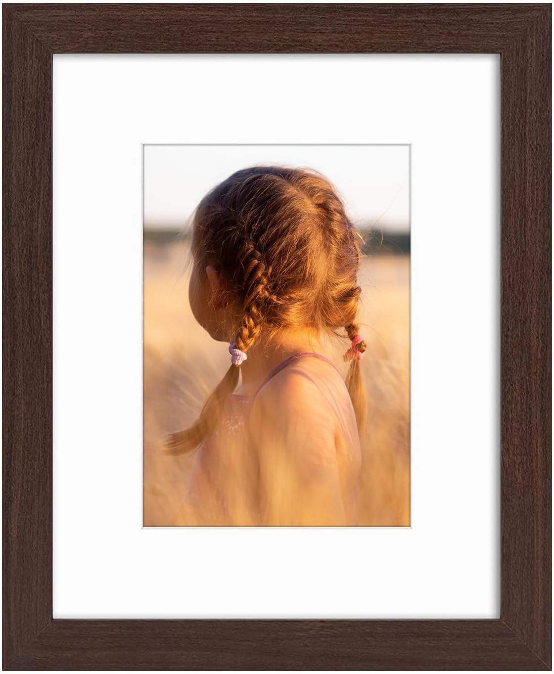 Golden State Art, 8x10 Picture Frame with Mat for 5x7 Photo - High Definition Glass Wall Mounting or Tabletop Display (Brown, 1 Pack)
