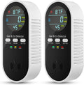 Natural Gas Leak Detector & Carbon Monoxide Detectors Plug in, 5-in-1 Portable Carbon Monoxide Detector with Brightness & Volume Adjustment, Battery Backup for Home, RV, Travel, Camping (2 Packs)