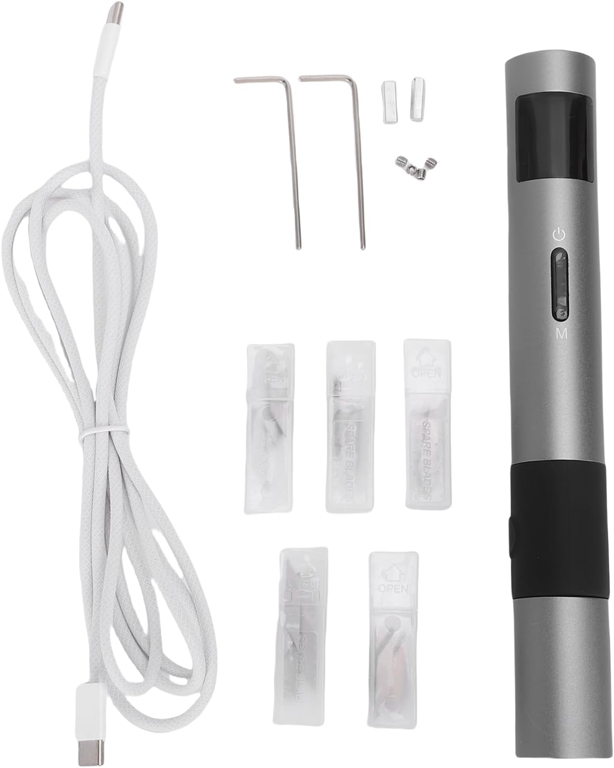 VBESTLIFE 40KHz Ultrasonic Cutter, Handheld Craft Cutting Tool for 3D Prints, PVC, Leather, Type C Power Input and 4 Blades, for DIY, Modeling (FS-S1)