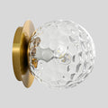 Modern Glass Globe Wall Sconce: Gold Spherical Sconces Light with Hammered Clear Glass Shade - Small Brass Vanity Single Ball Lights Fixture - Contemporary Wall Mounted Lamp for Bedroom Living Room