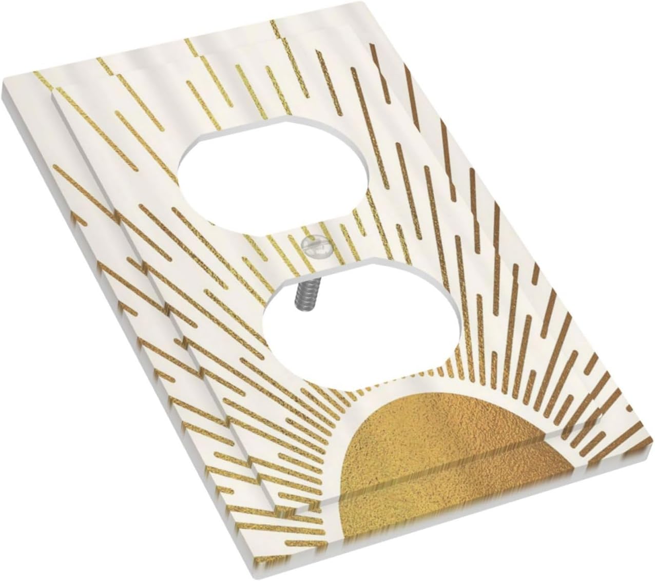 Decorative Outlet Covers Boho Mid Century Gold Sun Sunbeams 1 Gang Duplex Light Switch Cover Plate Unique Wall Plates for Electrical Outlets Switch Plate Covers for Bedroom Home Decor