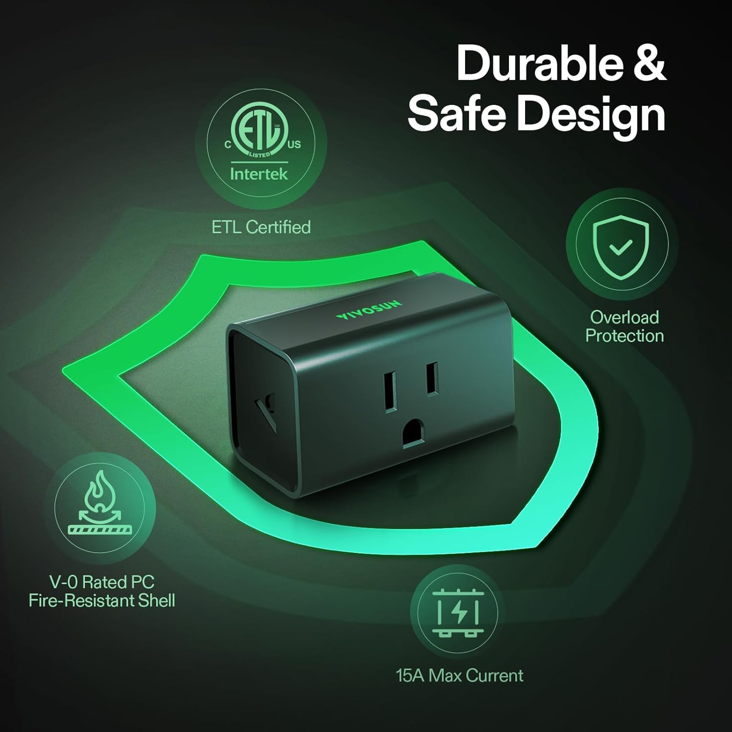 VIVOSUN GrowHub Outlet Controller A10, Smart WiFi Outlet, Smart Plug, 15A 1800W, Remote Control, Compatible with Vivosun App for Grow Tent