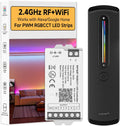 BTF-LIGHTING RF 2.4GHz Wireless Remote RC09RFB & C05W RGBWW 2.4GHz Tuya WiFi Controller Kit Alexa Google Home APP Control for RGBCCT PWM 5050SMD FCOB (+ R G B W W) 6PIN LED Strip DC12V DC24V