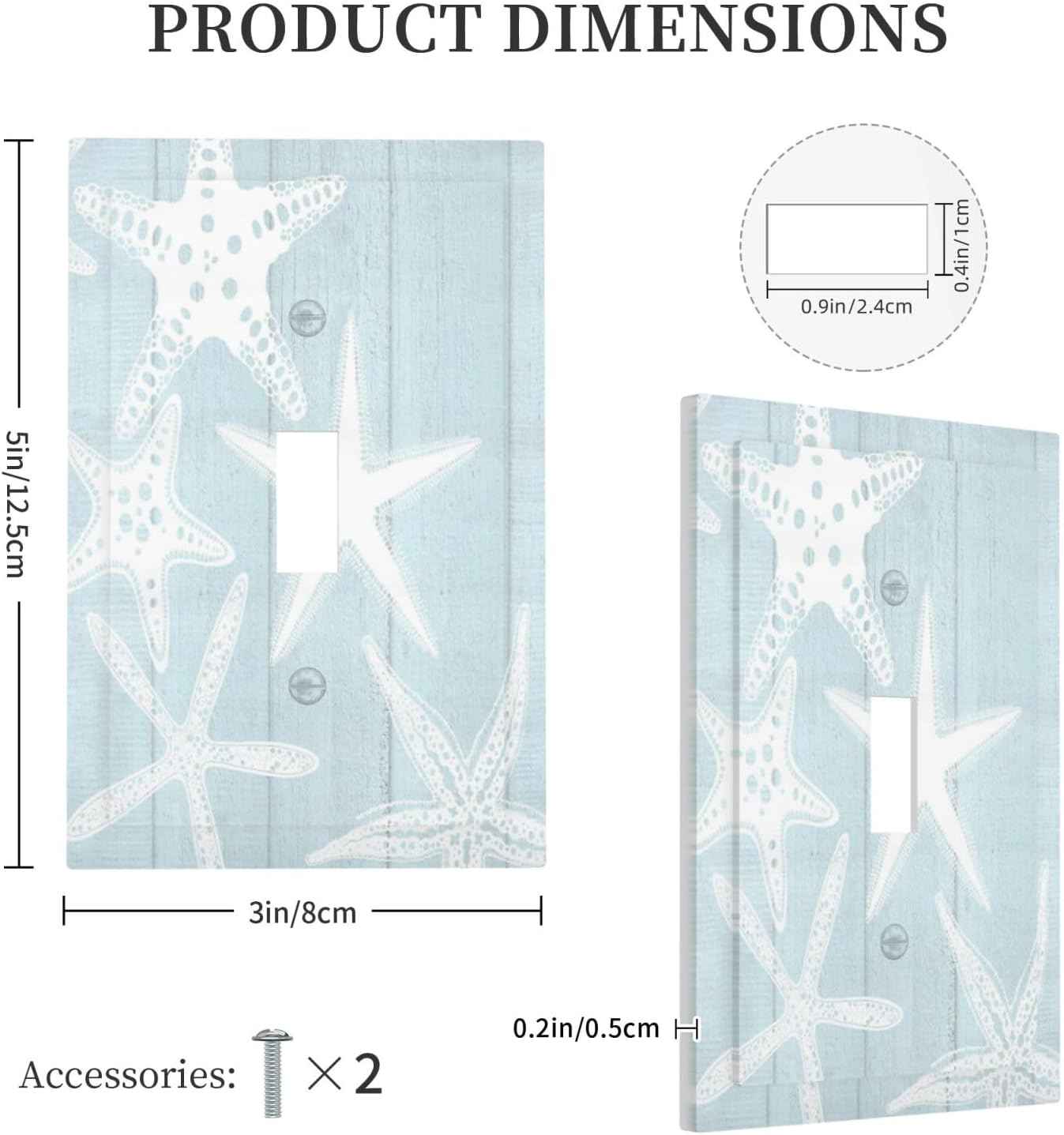 Beach Starfish Vintage Wood Rustic Country Ocean Decorative Light Switch Cover 1 Gang Single Toggle Device Electrical Faceplate Switchplates Decorator Outlet Wall Plate for Farmhouse Kids Room Decor