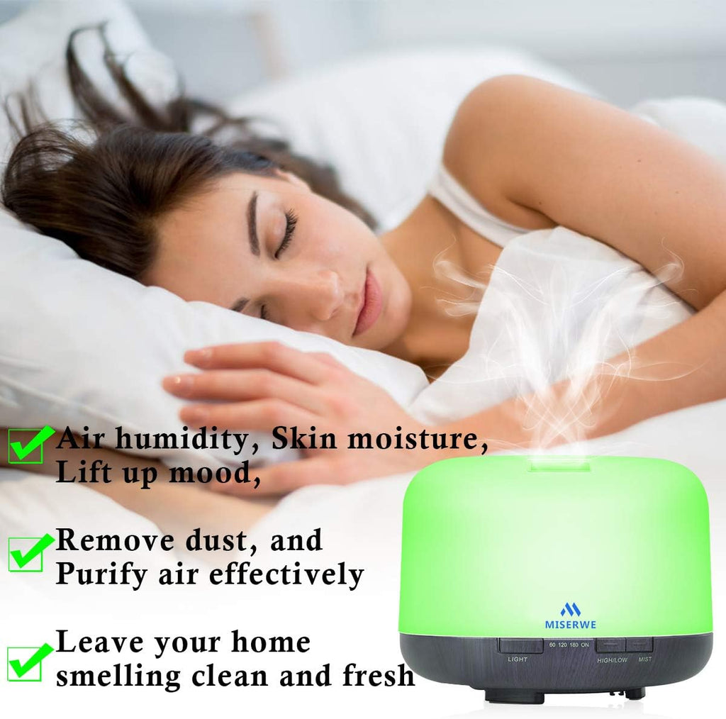 Miserwe Diffuser 500ML Essential Oil Diffuser with Adjustable Mist Mode and 4 Timer Setting Diffuser for Essential Oils Waterless Auto Shut-Off for Home Office Yoga Spa