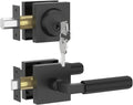 Asidrama Premium Black Zinc-Alloy Front Door Lock Set: Double Cylinder Deadbolt, Heavy Duty Security Handleset for Left/Right Exterior Doors, Universal Entry Locks (2 Pack)