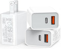 USB C Wall Charger Block 20W, 3-Pack Dual Port PD Power Delivery Fast Type C Charging Block Plug Adapter for iPhone 12/13/14/15/16/17/Pro Max, XS/XR/X, iPad Pro, AirPods Pro, Samsung Galaxy(White)