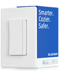 ELEGRP Single Pole Smart Dimmer Light Switch DPR10, 2.4GHz Wi-Fi Dimmer Switch Compatible with Alexa and Google Assistant, Needs Neutral Wire, No Hub Required, UL and FCC Listed, White, 1 Pack