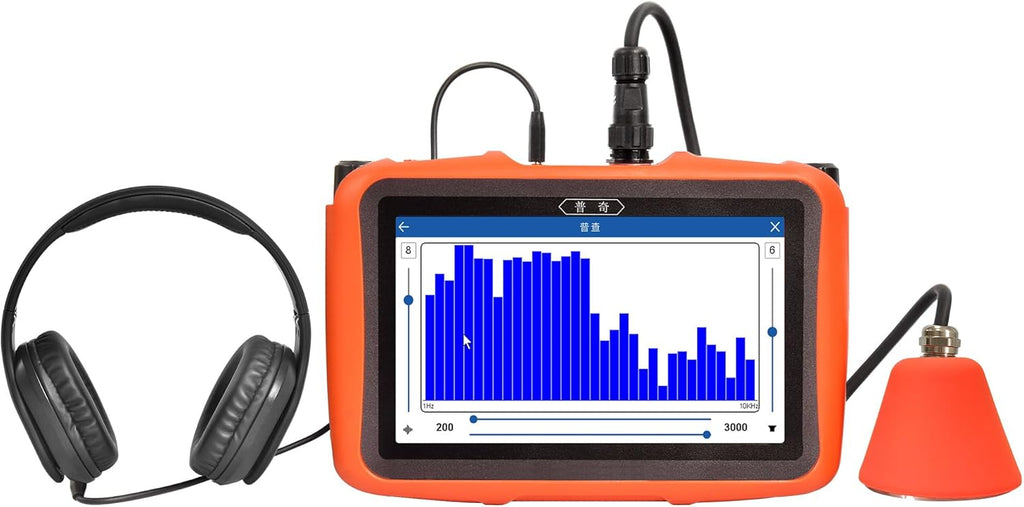 PQWT L40 Underground Water Leak Detectors for Home Wall Water Pipe Detector Machine Vertical Sensor Acoustic Pipeline Leakage Detection Kit Noise Reduction Headphone Smart Touchscreen Carry Case