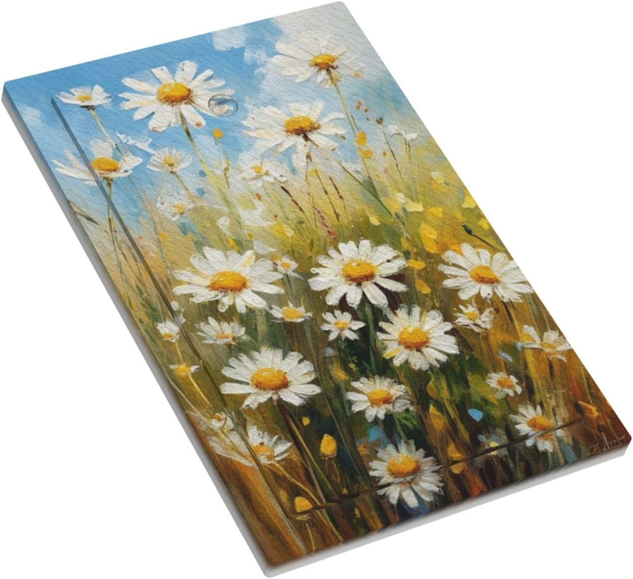 Decorative Light Switch Plate Covers White Daisy Flowers Floral Oil Painting 1 Gang No Device Single Blank Outlet Covers Wall Plate Light Switch Cover Plate for Bedroom Home Decor