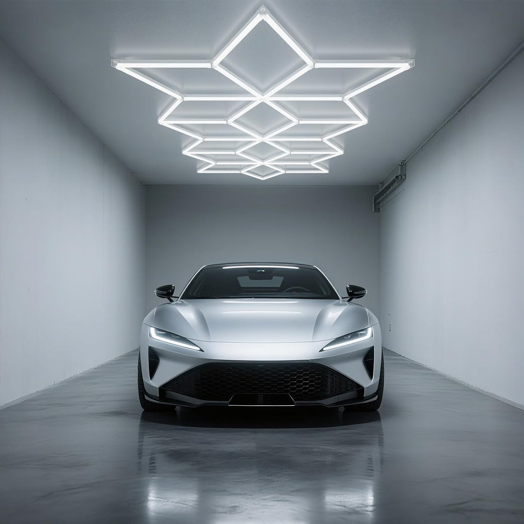 Rhombus LED Garage Light - Hexagonal Snow Lights, 710W 78100LM Super Bright Garage Ceiling Lights, Larger Size Honeycomb Light for Warehouse, Workshop, Gym, Car Basement