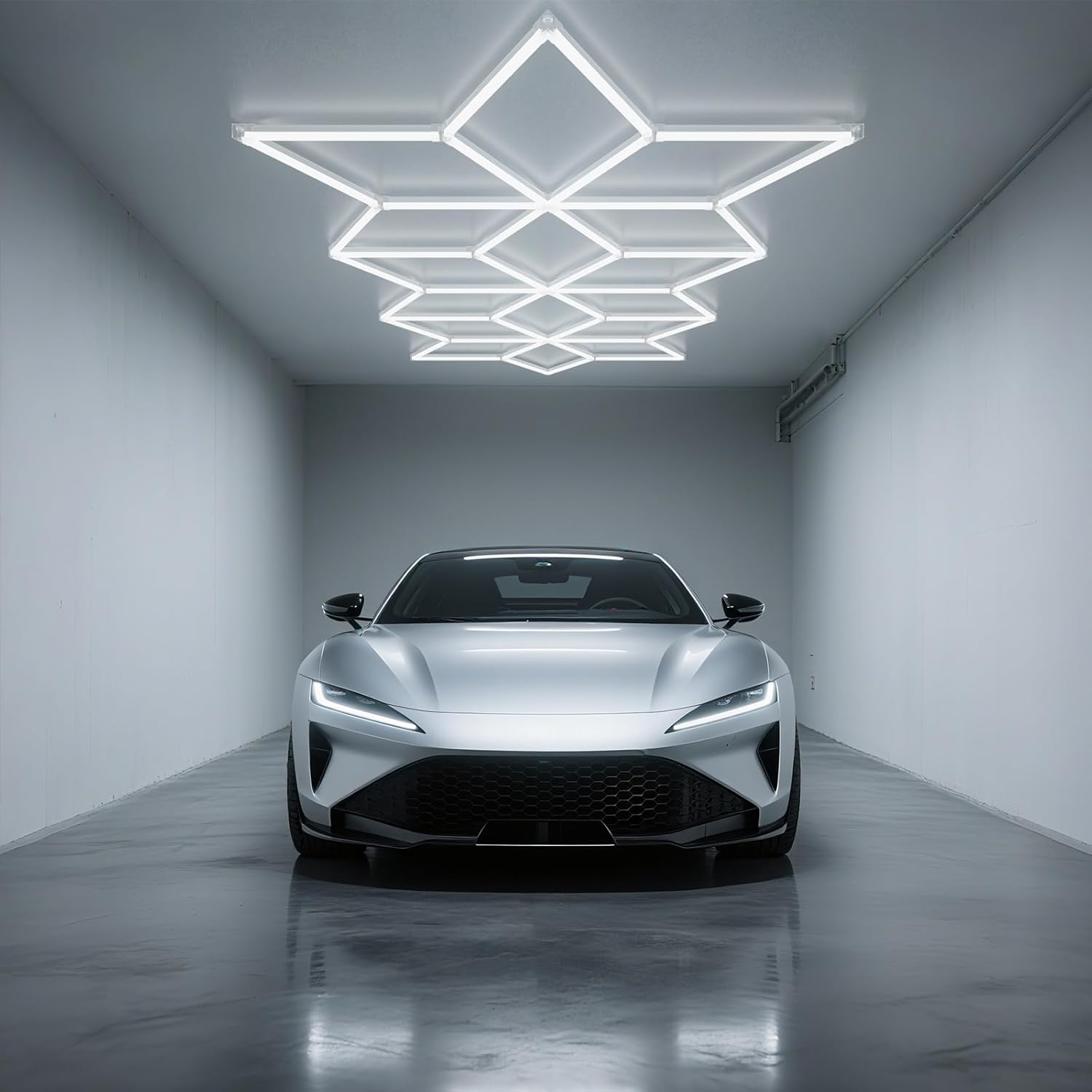 Rhombus LED Garage Light - Hexagonal Snow Lights, 710W 78100LM Super Bright Garage Ceiling Lights, Larger Size Honeycomb Light for Warehouse, Workshop, Gym, Car Basement