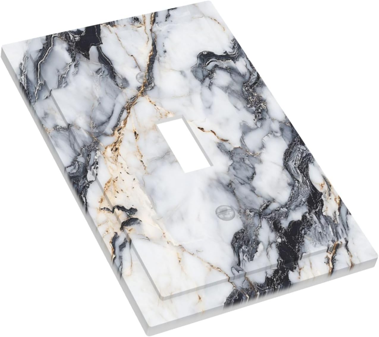 Decorative Light Switch Cover Plate Black Gold Marble Abstract Modern Luxury 1 Gang Single Toggle Wall Plate Electrical Outlet Covers Decorate Switch Plate Cover for Bedroom Home Decor