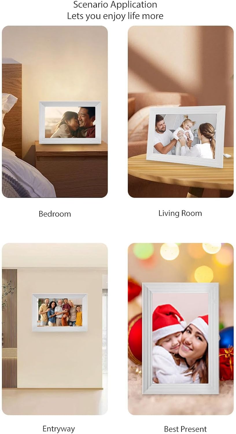 Sorandy 10.1 Inch Digital Picture Frame, WiFi Smart Photo Frame with 1280x800 IPS HD Auto Rotate 32GB, Share Photos Remotely via App for Home Office Gift