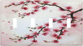 Branch with Pink Flowers Light Switch Covers Quad Toggle 4 Gang Wall Plate Decorative Switchplate Electrical Faceplate for Farmhouse Bathroom Living Decor