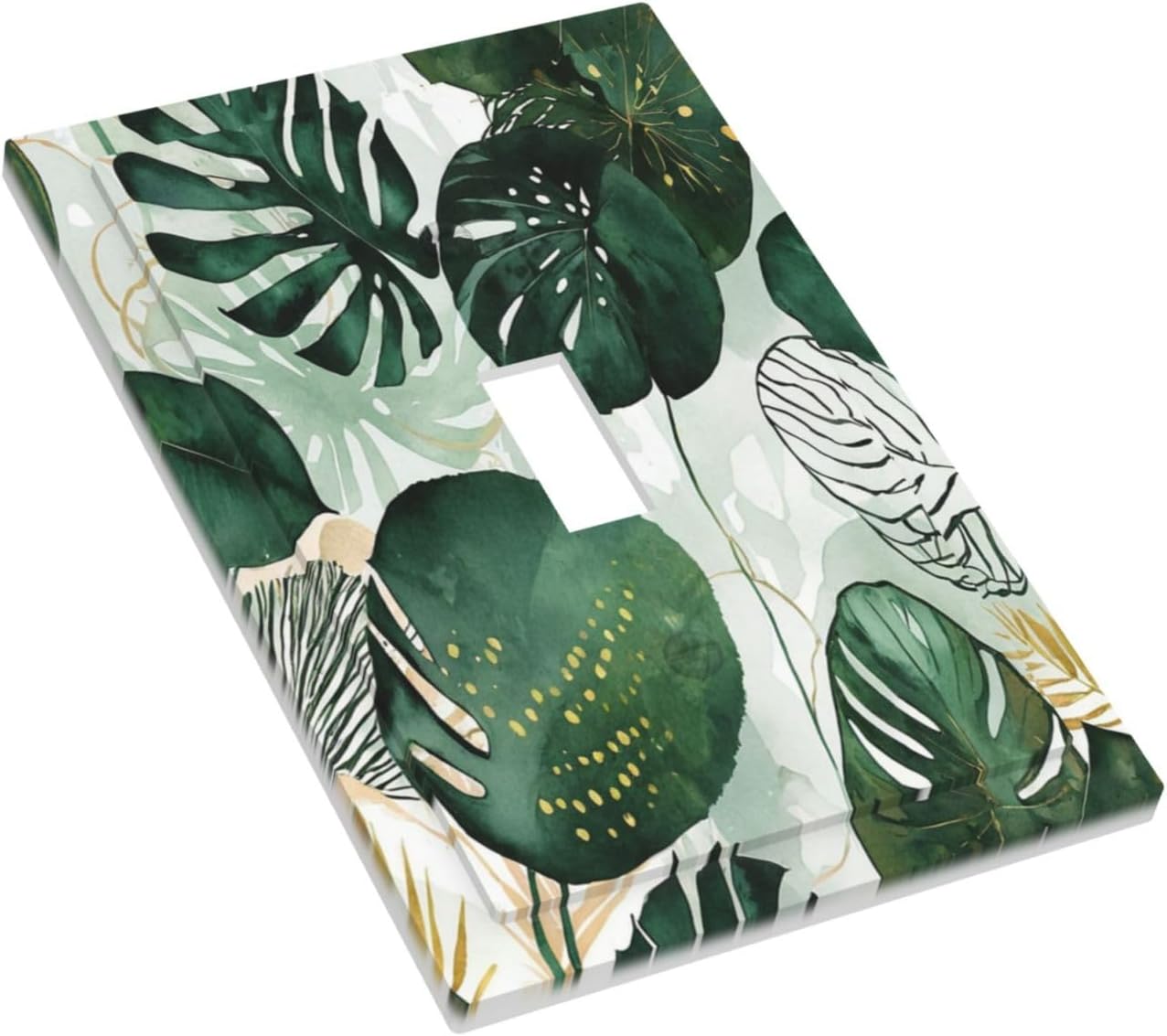 Decorative Light Switch Cover Boho Tropical Leaves 1 Gang Single Toggle Device Electrical Faceplate Switchplates Decorator Outlet Wall Plate for Bedroom Bathroom Decor