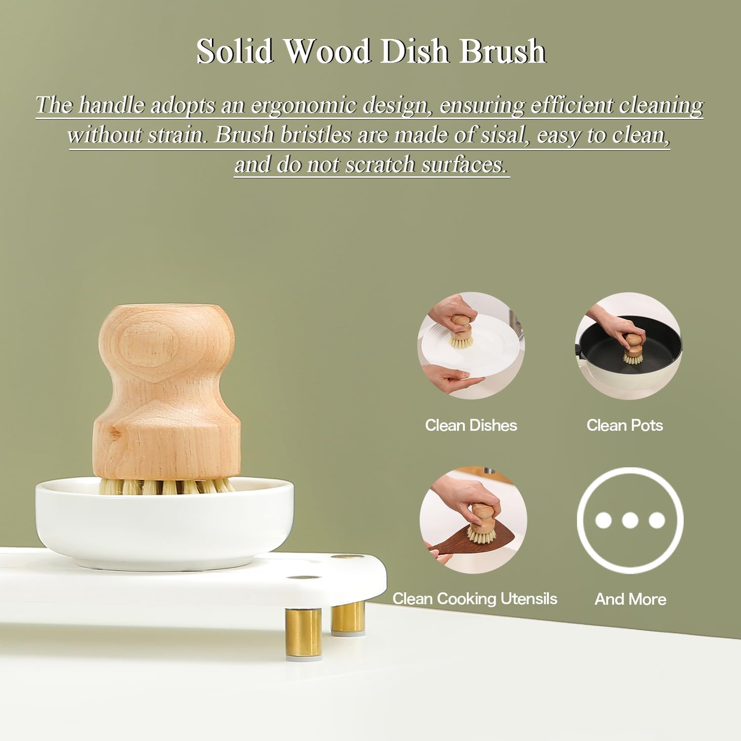 MOMEEMO Gold Soap Dispenser Set Comes with Stainless Steel Pumps, Instant Dry Tray, and Dish Scrub Brush, Suitable for Kitchen Decor and Accessories. (Gold)